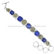 Buy Best Lapis Lazuli & Pyarite Natural Gemstone with 925 Silver Designed Bracelet for All